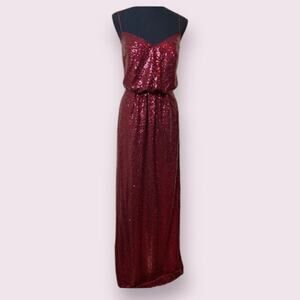 Belsoie by Jasmine Full length dress sequin bridesmaid burgundy small medium